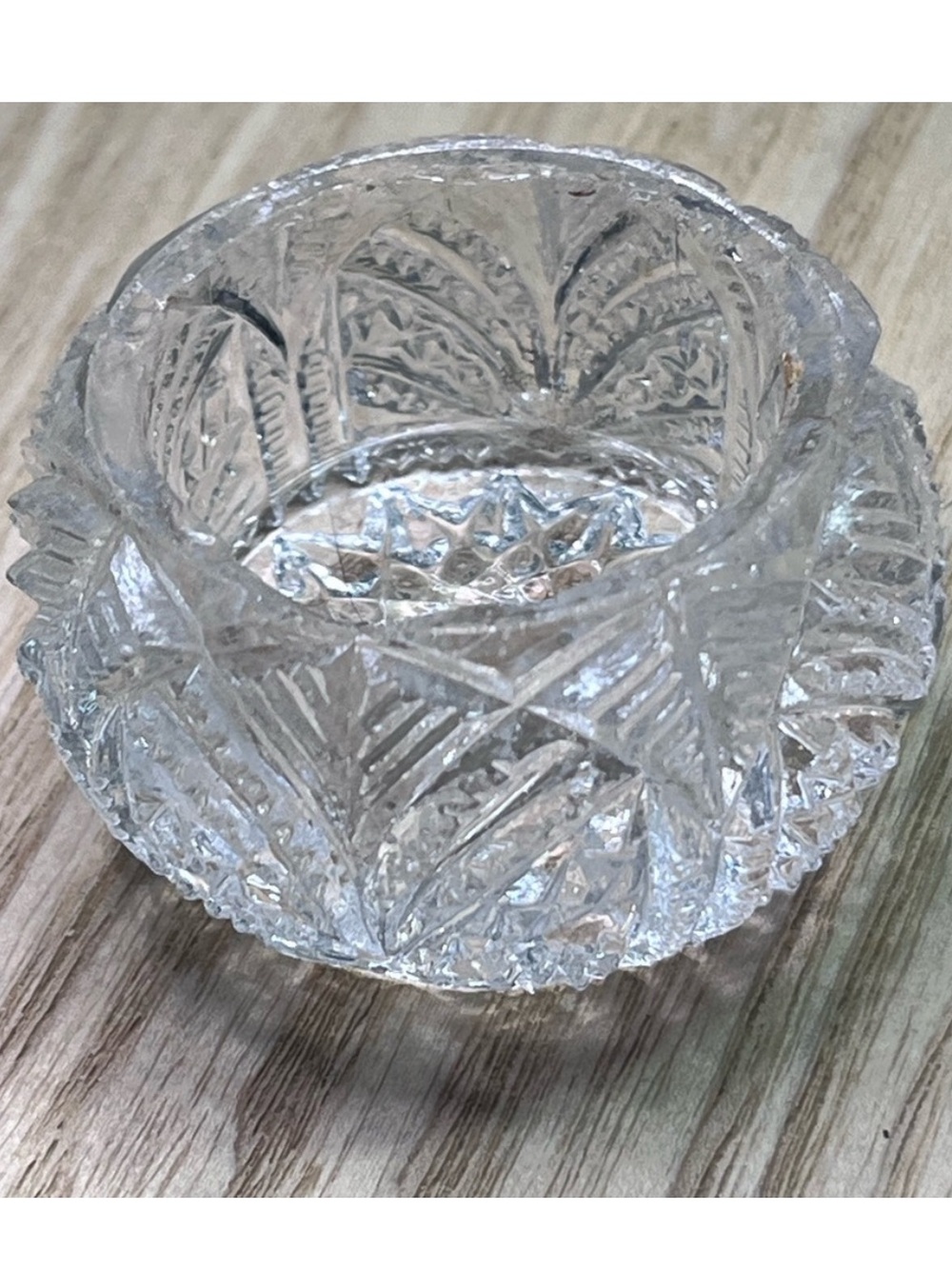 Antique EAPG Pressed Glass Open Salt Cellar – Daisy Fan Pattern – Late 1800s